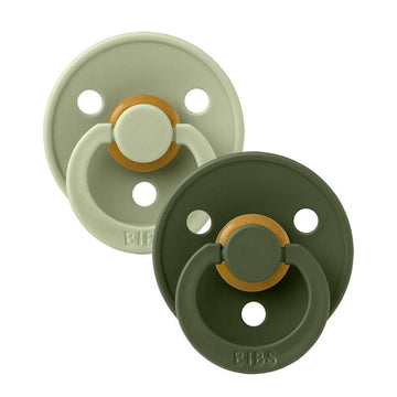 Bibs Anatomisk Colour Napp - 2-Pack - strl. 1 - naturgummi - Salvia/Jägaregrön