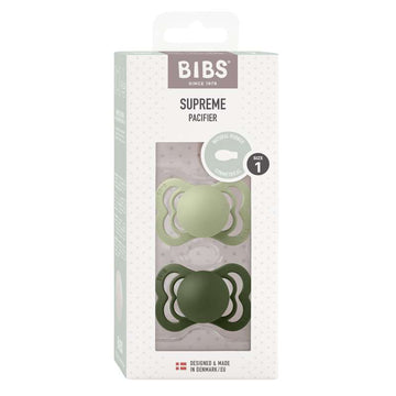 Bibs Supreme Napp - 2-Pack - strl. 1 - naturgummi - Salvia/Jaktgrön