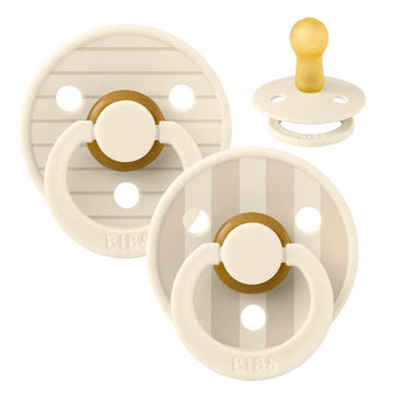Bibs Rund Colour Napp - 2-Pack - strl. 2 - naturgummi - Studio - Pin - Elfenben/Vanilj