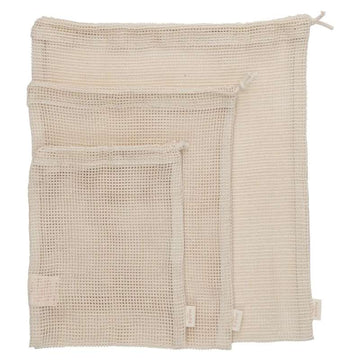 HAPS Nordic Mesh Bags Förvaringspåsar - 3-Pack - Natur