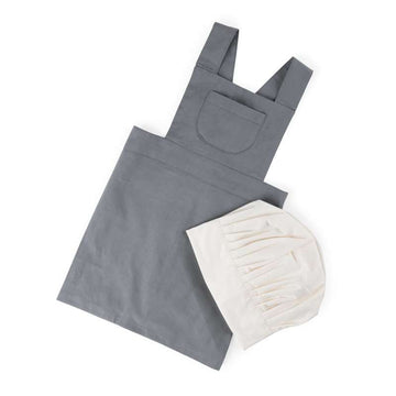 Sebra Barnförkläde med kockmössa - Elephant Grey/Classic White