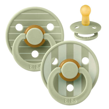 Bibs Rund Colour Napp - 2-Pack - strl. 2 - naturgummi - Studio - Pin - Salvia/Salvia