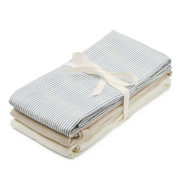 Cam Cam Copenhagen Stofble - 3-Pack - GOTS - Mix Klassiska Ränder Blå/Pralin/Krämvit