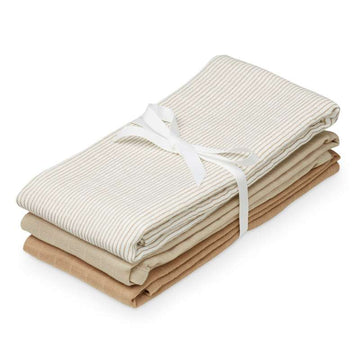 Cam Cam Copenhagen Stofble - 3-Pack - GOTS - Mix Klassiska Ränder Kamel/Latte/Kamel
