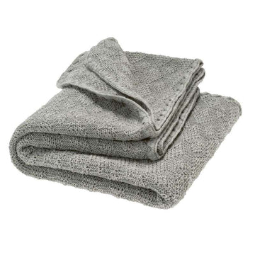 Disana Knitted Baby Blanket - Merino wool - 80x100 cm - - Grå