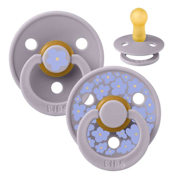 Bibs Rund Colour Napp - 2-Pack - strl. 2 - naturgummi - Studio - Jasmine - Fossil Grey/Fossil Grey