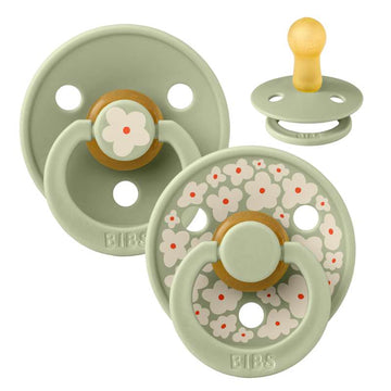 Bibs Rund Colour Napp - 2-Pack - strl. 2 - naturgummi - Studio - Jasmine - Salvia/Salvia