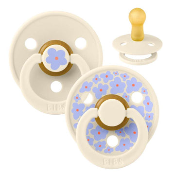 Bibs Rund Colour Napp - 2-Pack - strl. 2 - naturgummi - Studio - Jasmine - Ivory/Ivory