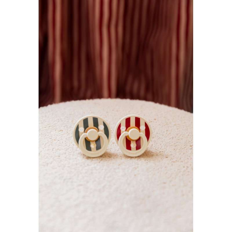 Bibs Rund Colour Napp - strl. 1 - naturgummi - Studio - Block - Elfenben/Furu