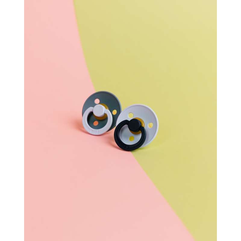 BIBS Rund Colour Sut - Str. 1 - Naturgummi - Studio - Fusion - Baby Blue/Petrol Mix