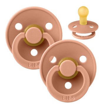 Bibs Rund Colour Napp - 2-Pack - strl. 1 - naturgummi - Persika/Persika
