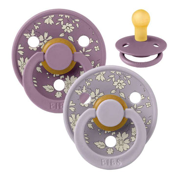 Bibs Rund Colour Napp - 2-Pack - strl. 1 - naturgummi - Liberty - Capel/Fossil Grey Mix