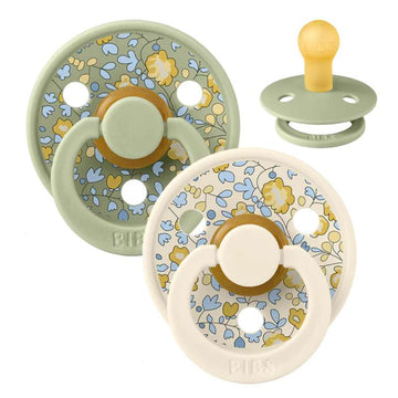 Bibs Rund Colour Napp - 2-Pack - strl. 2 - naturgummi - Liberty - Eloise/Sage Mix