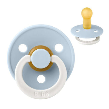 Bibs Rund Colour Napp - strl. 2 - naturgummi - GLOW - Baby Blue