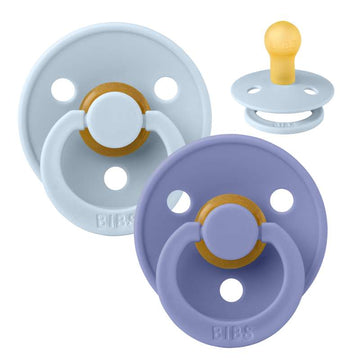 Bibs Rund Colour Napp - 2-Pack - strl. 1 - naturgummi - Baby Blue/Peri