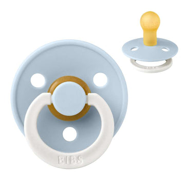 Bibs Rund Colour Napp - strl. 1 - naturgummi - GLOW - Baby Blue