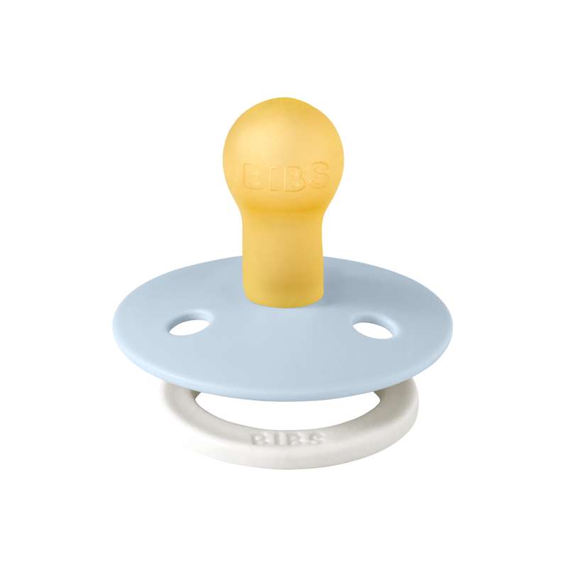 Bibs Rund Colour Napp - strl. 1 - naturgummi - GLOW - Baby Blue