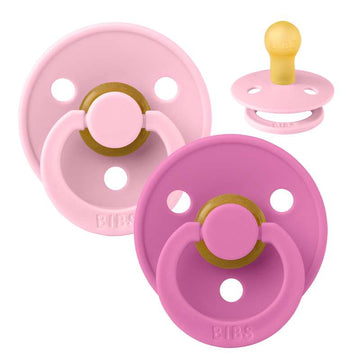 Bibs Rund Colour Napp - 2-Pack - strl. 1 - naturgummi - Baby Pink/Bubblegum