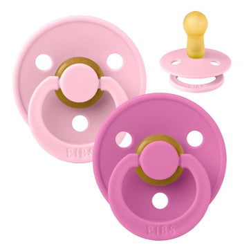 Bibs Rund Colour Napp - 2-Pack - strl. 2 - naturgummi - Baby Pink/Bubblegum