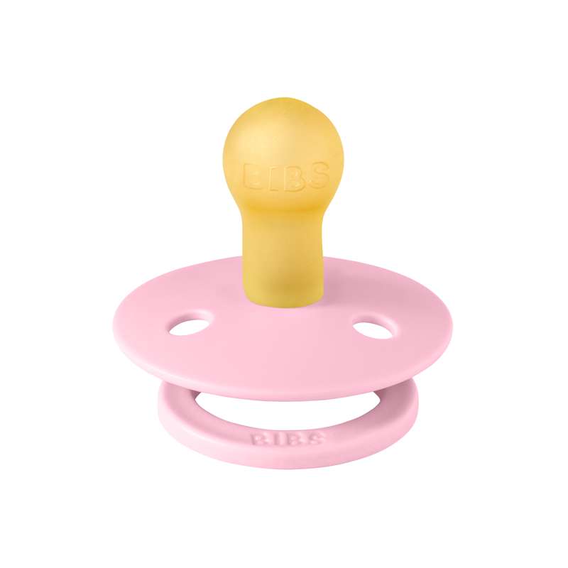 Bibs Rund Colour Napp - strl. 1 - naturgummi - Baby Pink