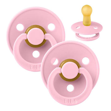 Bibs Rund Colour Napp - 2-Pack - strl. 2 - naturgummi - Baby Pink/Baby Pink