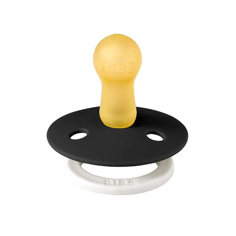 Bibs Rund Colour Napp - strl. 2 - naturgummi - GLOW - Svart