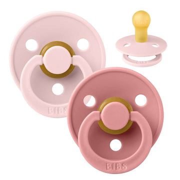Bibs Rund Colour Napp - 2-Pack - strl. 1 - naturgummi - Blossom/Dusty Pink