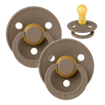 Bibs Rund Colour Napp - 2-Pack - strl. 2 - naturgummi - Mörk Ek/Mörk Ek