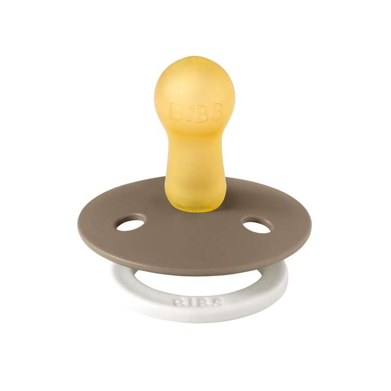 Bibs Rund Colour Napp - strl. 2 - naturgummi - GLOW - Mörk ek