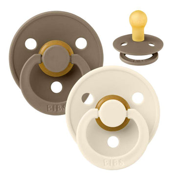 Bibs Rund Colour Napp - 2-Pack - strl. 1 - naturgummi - Blossom/Mörk Lila