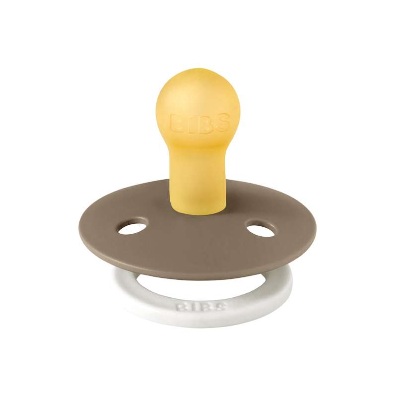 Bibs Rund Colour Napp - strl. 1 - naturgummi - GLOW - Mörk ek