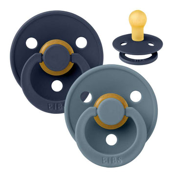 Bibs Rund Colour Napp - 2-Pack - strl. 1 - naturgummi - Djup rymd/Petrol