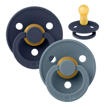Bibs Rund Colour Napp - 2-Pack - strl. 2 - naturgummi - Deep Space/Petrol
