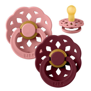 Bibs Boheme Napp - 2-Pack - strl. 1 - naturgummi - Dammrosa/Elderberry