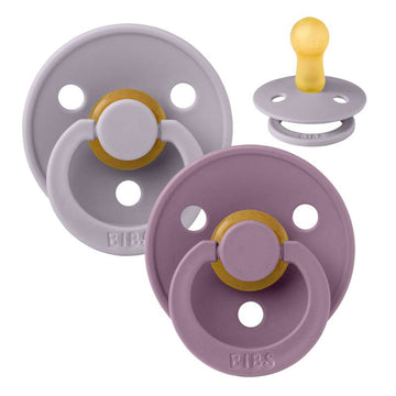 Bibs Rund Colour Napp - 2-Pack - strl. 2 - naturgummi - Fossil Grey/Mauve