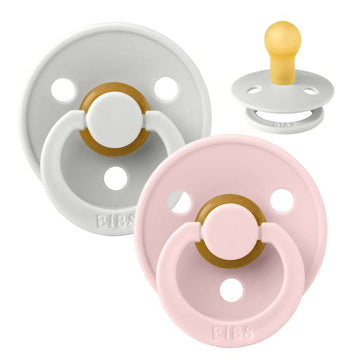 Bibs Rund Colour Napp - 2-Pack - strl. 1 - naturgummi - Haze/Blossom