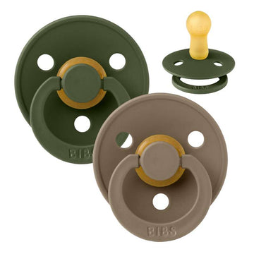 Bibs Rund Colour Napp - 2-Pack - strl. 2 - naturgummi - Jägare Grön/Mörk Ek