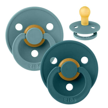 Bibs Rund Colour Napp - 2-Pack - strl. 1 - naturgummi - Island Hav/Skogssjö