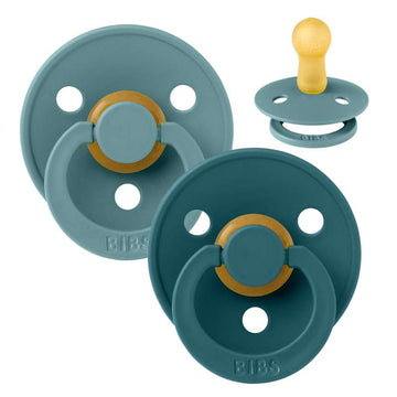 Bibs Rund Colour Napp - 2-Pack - strl. 2 - naturgummi - Island Hav/Skogssjö