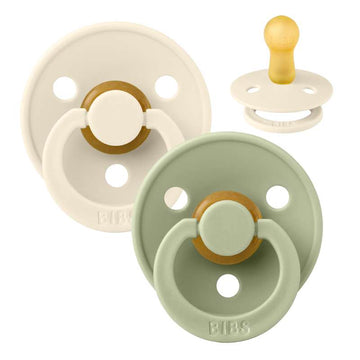 Bibs Rund Colour Napp - 2-Pack - strl. 2 - naturgummi - Elfenben/Salvia