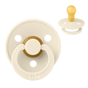 Bibs Rund Colour Napp - strl. 1 - naturgummi - Elfenben