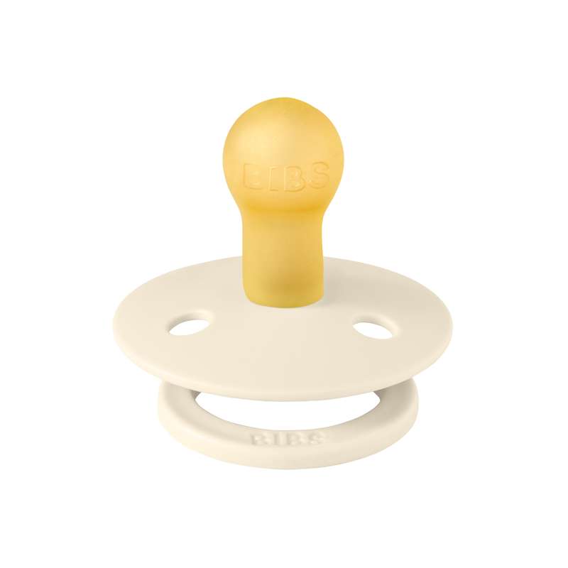 Bibs Rund Colour Napp - strl. 1 - naturgummi - Elfenben