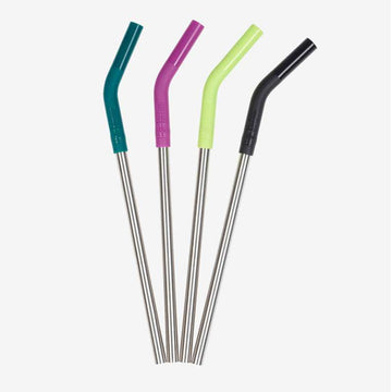 Klean Kanteen Sugrör i Rostfritt Stål m. Silikontipp - 4-Pack - 8mm - Multi Färg