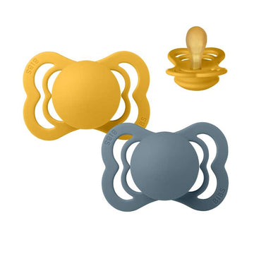 Bibs Supreme Napp - 2-Pack - strl. 1 - naturgummi - Senap/Bensin