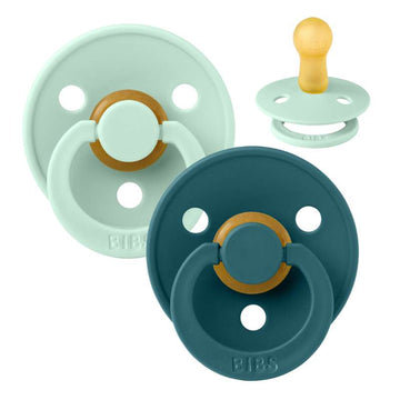 Bibs Rund Colour Napp - 2-Pack - strl. 2 - naturgummi - Nordic Mint/Forest Lake