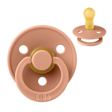 Bibs Rund Colour Napp - strl. 2 - naturgummi - Persika