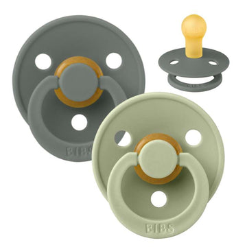 Bibs Rund Colour Napp - 2-Pack - strl. 1 - naturgummi - Tall/Salvia