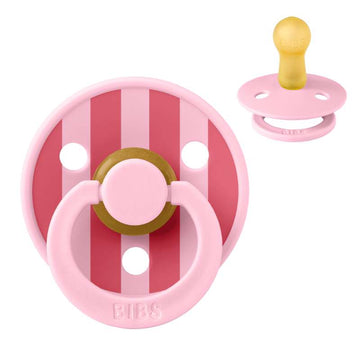 Bibs Rund Colour Napp - strl. 2 - naturgummi - Studio - Block - Baby Pink/Coral