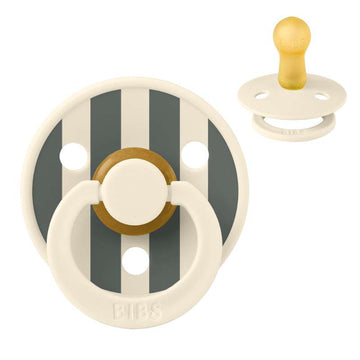 Bibs Rund Colour Napp - strl. 2 - naturgummi - Studio - Block - Elfenben/Furu