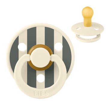 Bibs Rund Colour Napp - strl. 1 - naturgummi - Studio - Block - Elfenben/Furu